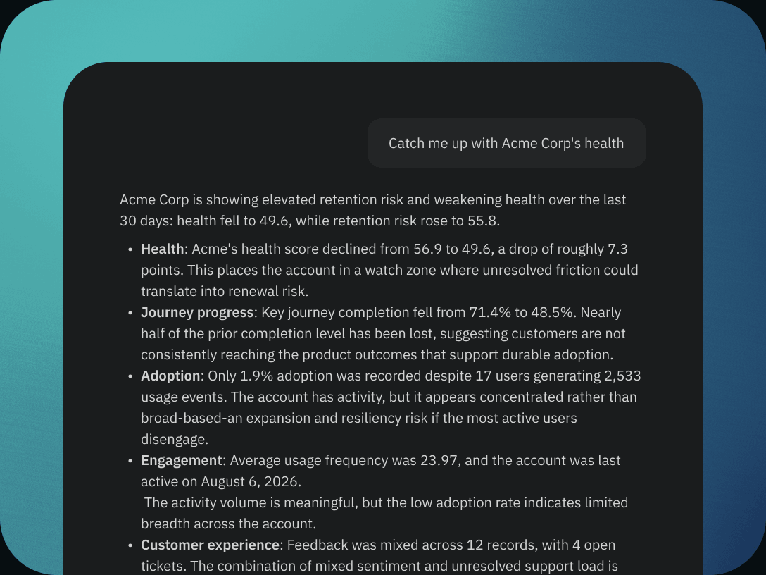 Grounded account-health briefing for Acme Corp